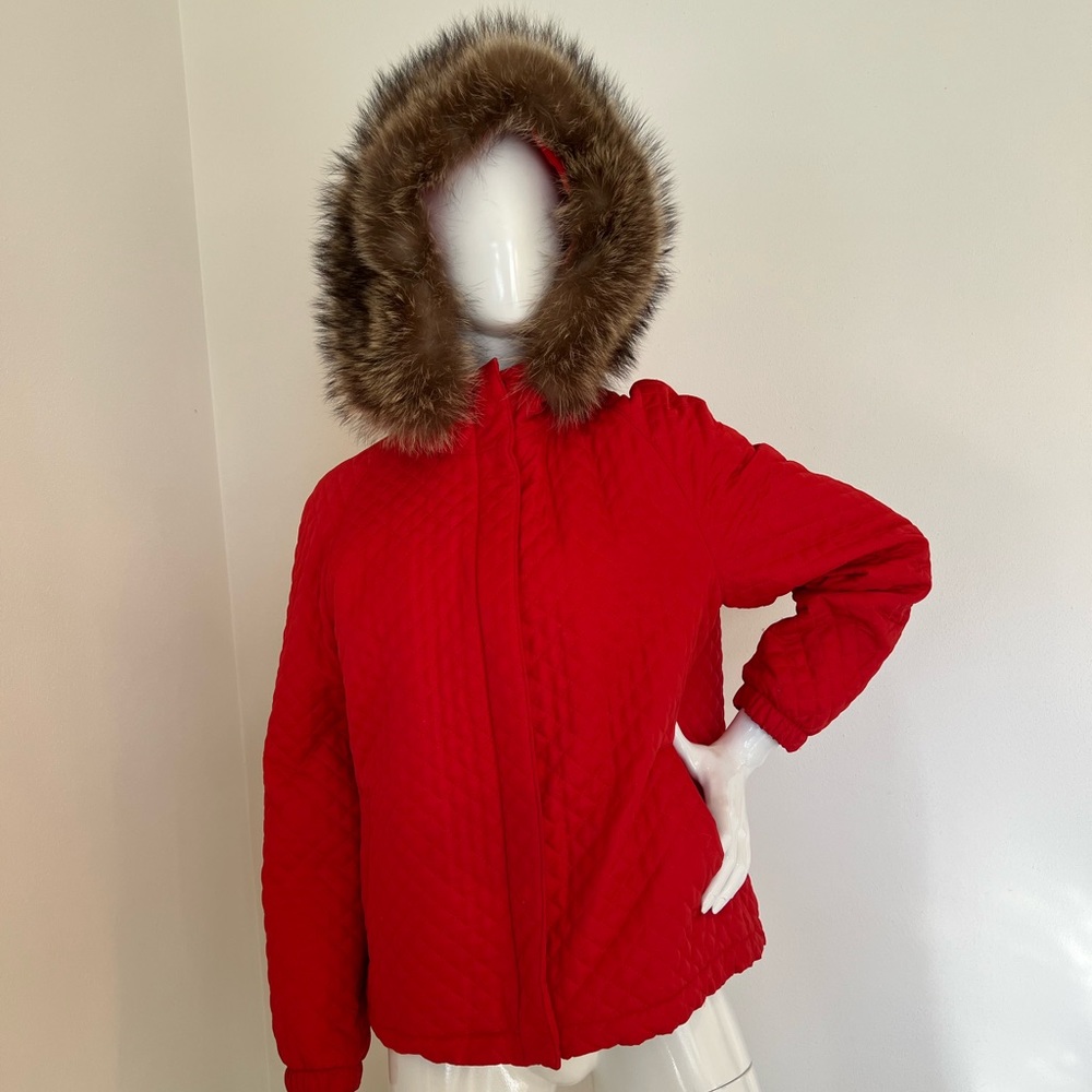 Burberry Red Quilted Coat - Picture 1 of 15